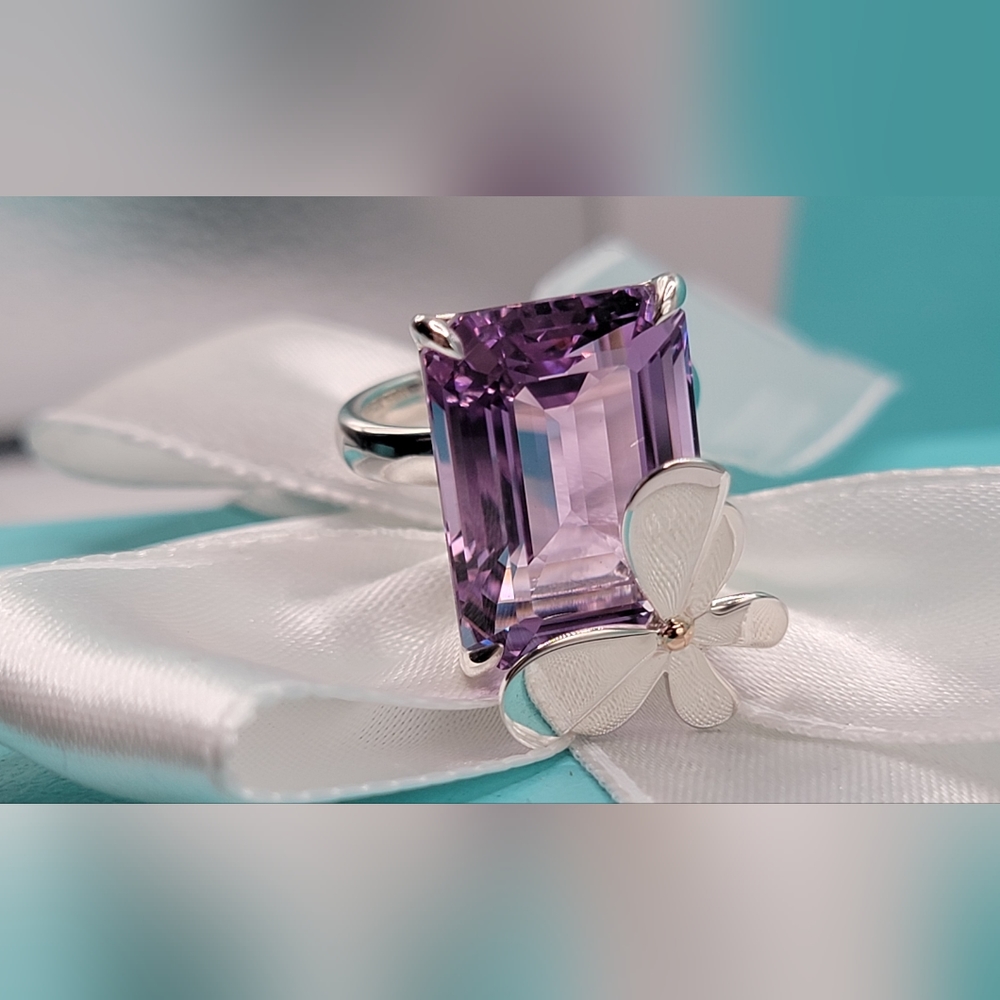Tiffany & Co Rare Love Bugs Amethyst Butterfly Ring sz 6 - NEW - Authentic